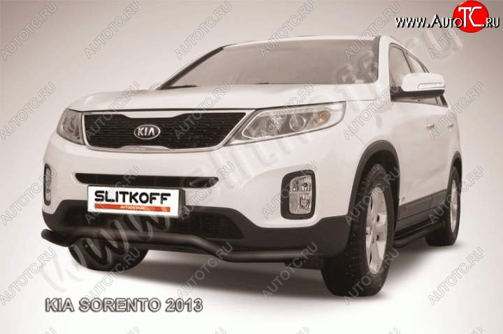 10 849 р. Защита переднего бампера из трубы d57 Slitkoff (волна)  KIA Sorento  XM (2012-2015) рестайлинг (Цвет: серебристый)  с доставкой в г. Москва