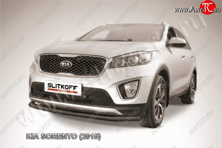 9 999 р. Защита переднего бампера из трубы d57 Slitkoff KIA Sorento UM/Prime дорестайлинг (2014-2018) (Цвет: серебристый)  с доставкой в г. Москва