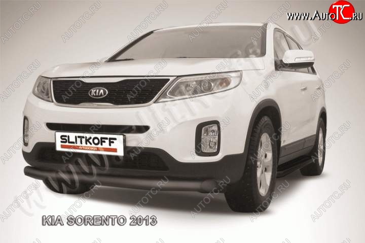 11 799 р. Защита переднего бампера из трубы d76 Slitkoff KIA Sorento XM рестайлинг (2012-2015) (Цвет: серебристый)  с доставкой в г. Москва