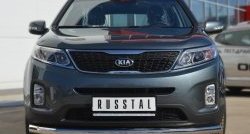 Одинарная защита переднего бампера диаметром 76 мм SLITKOFF KIA Sorento XM рестайлинг (2012-2015)