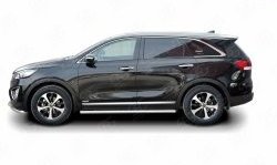 17 299 р. Защита порогов из круглой трубы диаметром 63 мм Russtal KIA Sorento UM/Prime дорестайлинг (2014-2018) (Защита порогов с со скосами на торцах (вариант 1))  с доставкой в г. Москва. Увеличить фотографию 3