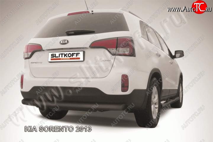 9 999 р. Защита заднего бампера из трубы d76 Slitkoff (длинная) KIA Sorento XM рестайлинг (2012-2015) (Цвет: серебристый)  с доставкой в г. Москва