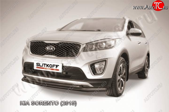 9 649 р. Защита переднего бампера из труб d57+d42 Slitkoff  KIA Sorento  UM/Prime (2014-2018) дорестайлинг (Цвет: серебристый)  с доставкой в г. Москва