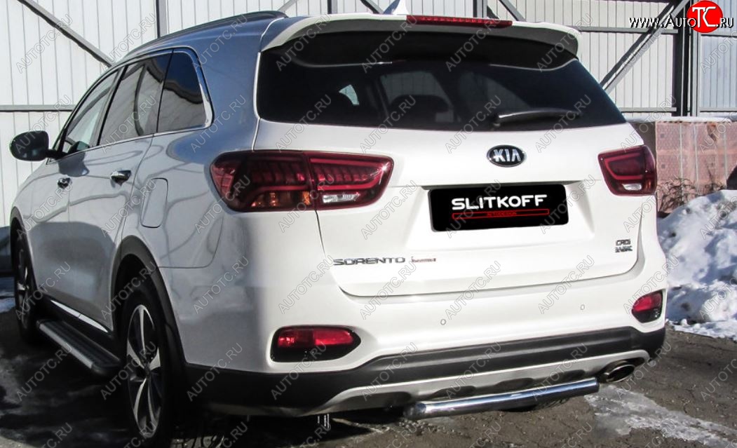 7 349 р. Защита заднего бампера Slitkoff (d57)  KIA Sorento  UM/Prime (2018-2020) рестайлинг (Нержавейка, Полированная)  с доставкой в г. Москва