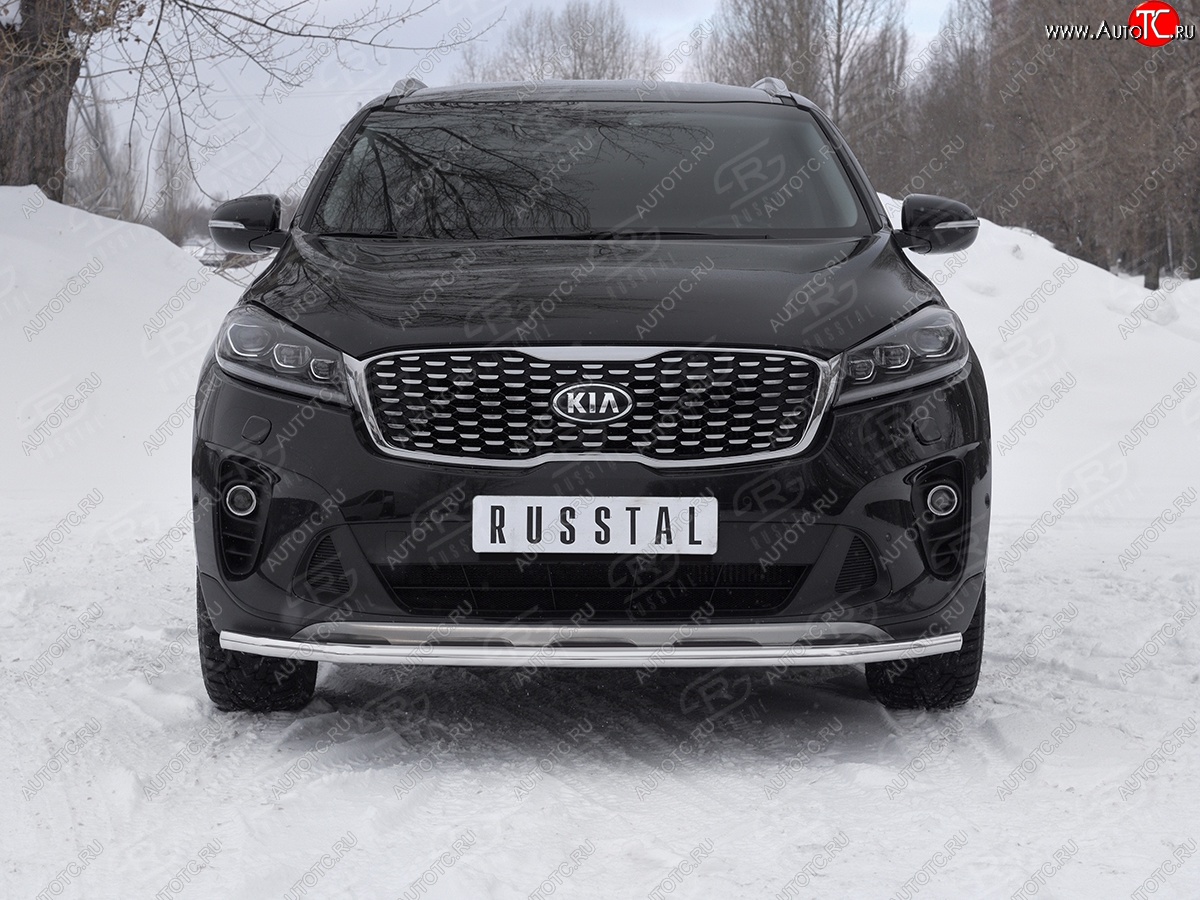 16 599 р. Защита переднего бампера (Ø42 мм, нержавейка) SLITKOFF  KIA Sorento  UM/Prime (2018-2020) рестайлинг  с доставкой в г. Москва