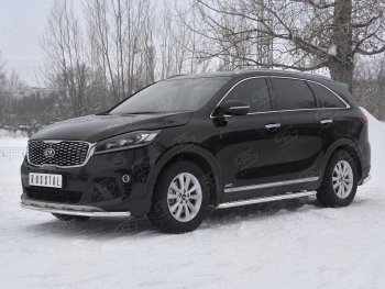 16 599 р. Защита переднего бампера (Ø42 мм, нержавейка) SLITKOFF  KIA Sorento  UM/Prime (2018-2020) рестайлинг  с доставкой в г. Москва. Увеличить фотографию 2