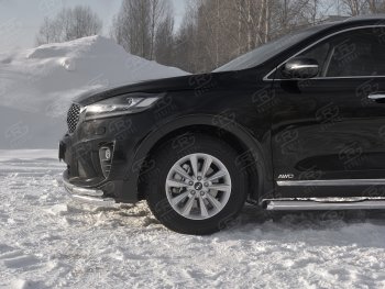 19 799 р. Защита переднего бампера (Ø 63/42 мм с углами, нержавейка) SLITKOFF  KIA Sorento  UM/Prime (2018-2020) рестайлинг  с доставкой в г. Москва. Увеличить фотографию 3