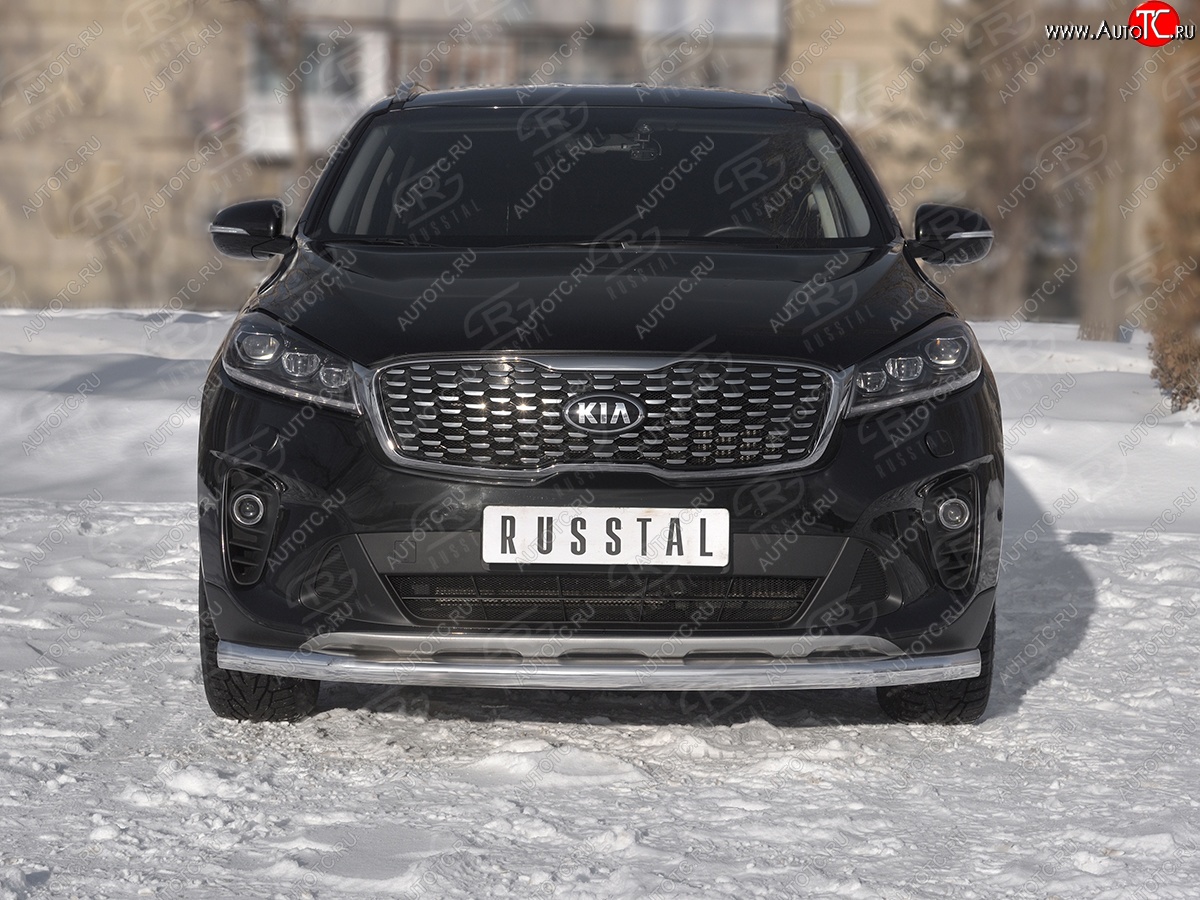 15 349 р. Защита переднего бампера (Ø63 мм, нержавейка) SLITKOFF  KIA Sorento  UM/Prime (2018-2020) рестайлинг  с доставкой в г. Москва