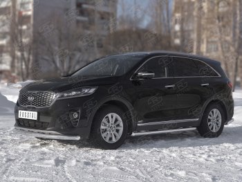 15 349 р. Защита переднего бампера (Ø63 мм, нержавейка) SLITKOFF  KIA Sorento  UM/Prime (2018-2020) рестайлинг  с доставкой в г. Москва. Увеличить фотографию 2