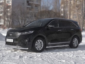 20 899 р. Защита переднего бампера (2 трубы Ø63 и 42 мм, нержавейка) SLITKOFF KIA Sorento UM/Prime рестайлинг (2018-2020)  с доставкой в г. Москва. Увеличить фотографию 2