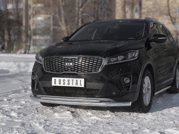 20 899 р. Защита переднего бампера (2 трубы Ø63 и 42 мм, нержавейка) SLITKOFF KIA Sorento UM/Prime рестайлинг (2018-2020)  с доставкой в г. Москва. Увеличить фотографию 4