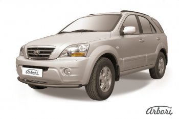 5 669 р. Защита переднего бампера Arbori (черная, 1 труба d57 mm).  KIA Sorento  BL (2002-2010) дорестайлинг, рестайлинг  с доставкой в г. Москва. Увеличить фотографию 1