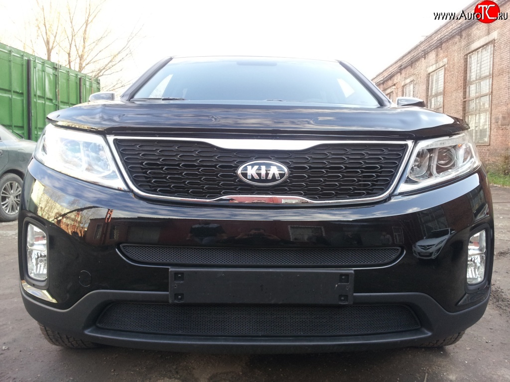 1 469 р. Нижняя сетка на бампер Russtal (черная) KIA Sorento XM рестайлинг (2012-2015)  с доставкой в г. Москва