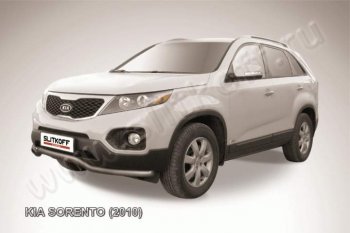 10 849 р. Защита переднего бампера из трубы d57 Slitkoff (волна)  KIA Sorento  XM (2009-2012) дорестайлинг (Цвет: серебристый)  с доставкой в г. Москва. Увеличить фотографию 1