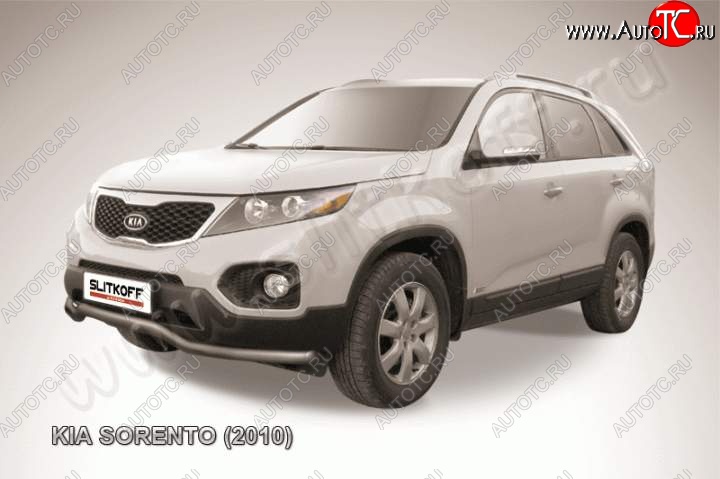 10 849 р. Защита переднего бампера из трубы d57 Slitkoff (волна) KIA Sorento XM дорестайлинг (2009-2012) (Цвет: серебристый)  с доставкой в г. Москва