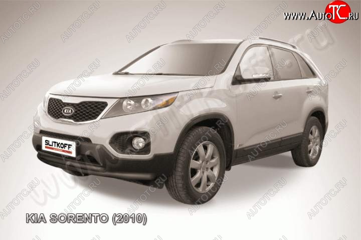 9 399 р. Защита переднего бампера из труб d57+d42 Slitkoff (двойная)  KIA Sorento  XM (2009-2012) дорестайлинг (Цвет: серебристый)  с доставкой в г. Москва