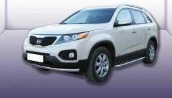 12 299 р. Одинарная защита переднего бампера из трубы диаметром 57 мм Slitkoff  KIA Sorento  XM (2009-2012) дорестайлинг (Нержавейка, Полированная)  с доставкой в г. Москва. Увеличить фотографию 1