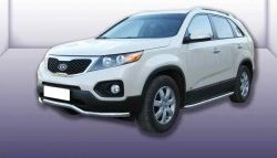 15 499 р. Фигурная защита переднего бампера диаметром 57 мм Slitkoff  KIA Sorento  XM (2009-2012) дорестайлинг (Нержавейка, Полированная)  с доставкой в г. Москва. Увеличить фотографию 1