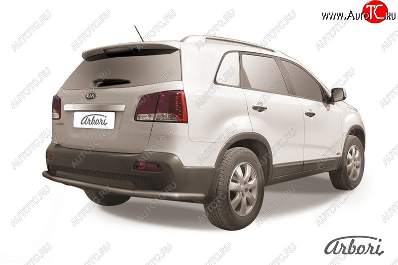 8 099 р. Защита заднего бампера Arbori (длинная, черная, 1 труба d57 mm). KIA Sorento XM дорестайлинг (2009-2012)  с доставкой в г. Москва