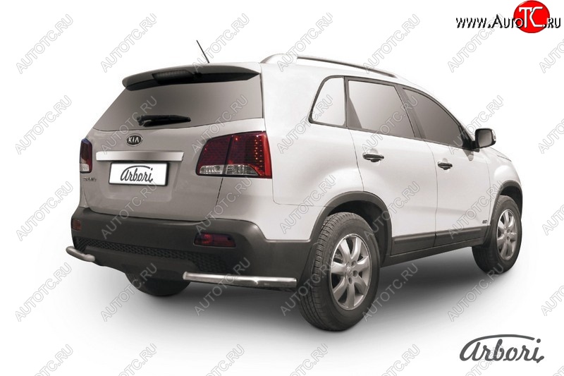 8 189 р. Защита заднего бампера Arbori (уголки, нержавейка, 1 труба d57 mm). KIA Sorento XM дорестайлинг (2009-2012)  с доставкой в г. Москва