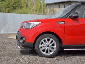 10 349 р. Защита переднего бампера (Ø75х42 мм, нержавейка) Russtal KIA Soul PS дорестайлинг (2014-2016)  с доставкой в г. Москва. Увеличить фотографию 1