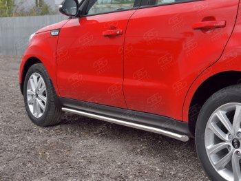 Защита порогов из круглой трубы диаметром 42 мм SLITKOFF v1 KIA Soul PS дорестайлинг (2014-2016)