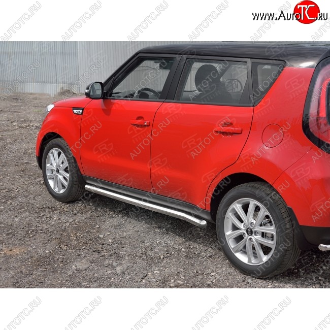 21 999 р. Защита порогов из круглой трубы диаметром 63 мм SLITKOFF v3 KIA Soul PS дорестайлинг (2014-2016)  с доставкой в г. Москва