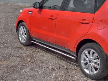 21 749 р. Защита порогов из овальной трубы d75x42 мм с проступью Russtal KIA Soul PS дорестайлинг (2014-2016)  с доставкой в г. Москва. Увеличить фотографию 2