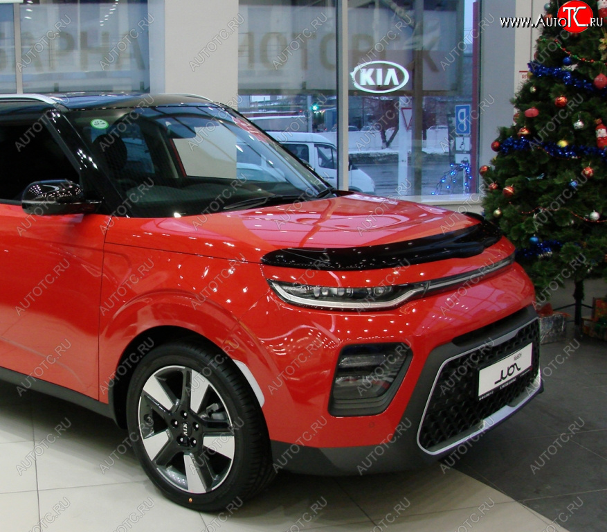 2 879 р. Дефлектор капота SIM KIA Soul SK3 (2018-2022)  с доставкой в г. Москва