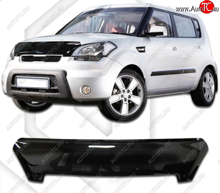 1 999 р. Дефлектор капота CA-Plastic  KIA Soul  AM (2008-2011) дорестайлинг (Classic черный, Без надписи)  с доставкой в г. Москва