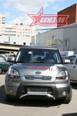 10 574 р. Защита переднего бампера Souz-96 (d42) KIA Soul AM дорестайлинг (2008-2011)  с доставкой в г. Москва. Увеличить фотографию 2