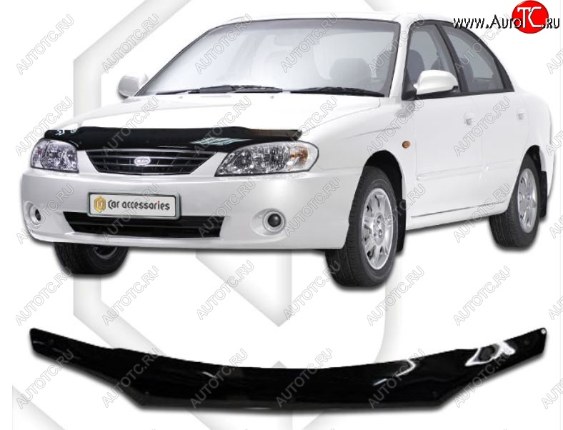 1 999 р. Дефлектор капота CA-Plastic KIA Spectra (2000-2009) (Classic черный, Без надписи)  с доставкой в г. Москва