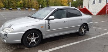 4 099 р. Пластиковые накладки на пороги SVS  KIA Spectra (2000-2009) (Неокрашенные)  с доставкой в г. Москва. Увеличить фотографию 2