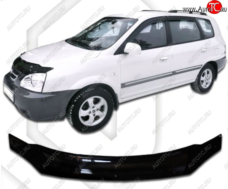 2 159 р. Дефлектор капота CA-Plastic  KIA X-Trek (2003-2005) (Classic черный, Без надписи)  с доставкой в г. Москва