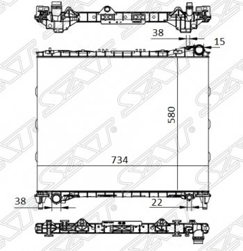 Радиатор двигателя SAT (пластинчатый, 3.0G/5.0G/3.0D/4.4D, МКПП/АКПП) Land Rover Range Rover Sport 2 L494 дорестайлинг (2013-2017)