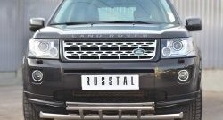 20 699 р. Защита переднего бампера (2 трубыØ63 и 42 мм, нержавейка) SLITKOFF Land Rover Freelander L359 дорестайлинг (2006-2010)  с доставкой в г. Москва. Увеличить фотографию 2