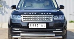 22 099 р. Защита переднего бампера (2 трубыØ76 и 63 мм, нержавейка) SLITKOFF  Land Rover Range Rover  4 L405 (2012-2017) дорестайлинг  с доставкой в г. Москва. Увеличить фотографию 4