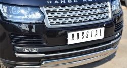 27 649 р. Защита переднего бампера (2 трубыØ75х42 мм, нержавейка) Russtal Land Rover Range Rover 4 L405 дорестайлинг (2012-2017)  с доставкой в г. Москва. Увеличить фотографию 2