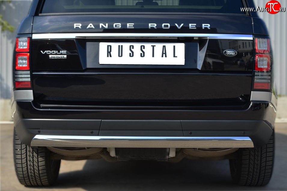 18 549 р. Защита заднего бампера (Ø75x42 мм, нержавейка) Russtal Land Rover Range Rover 4 L405 дорестайлинг (2012-2017)  с доставкой в г. Москва