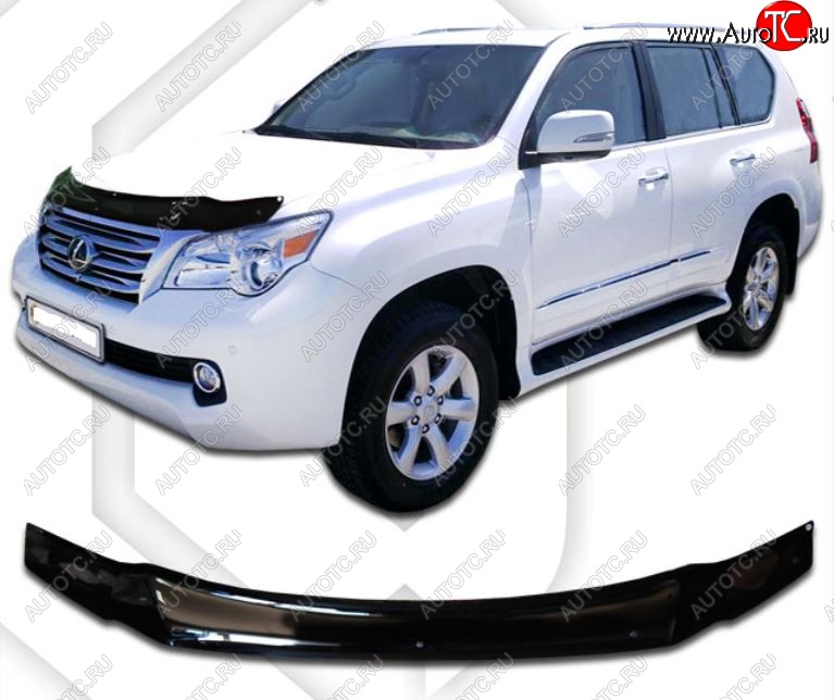 1 999 р. Дефлектор капота CA-Plastic  Lexus GX460  J150 (2009-2013) дорестайлинг (Classic черный, Без надписи)  с доставкой в г. Москва