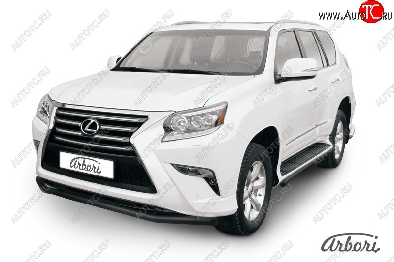 10 169 р. Защита переднего бампера Arbori (черная, 1 труба d57 mm). Lexus GX460 J150 1-ый рестайлинг (2013-2019)  с доставкой в г. Москва