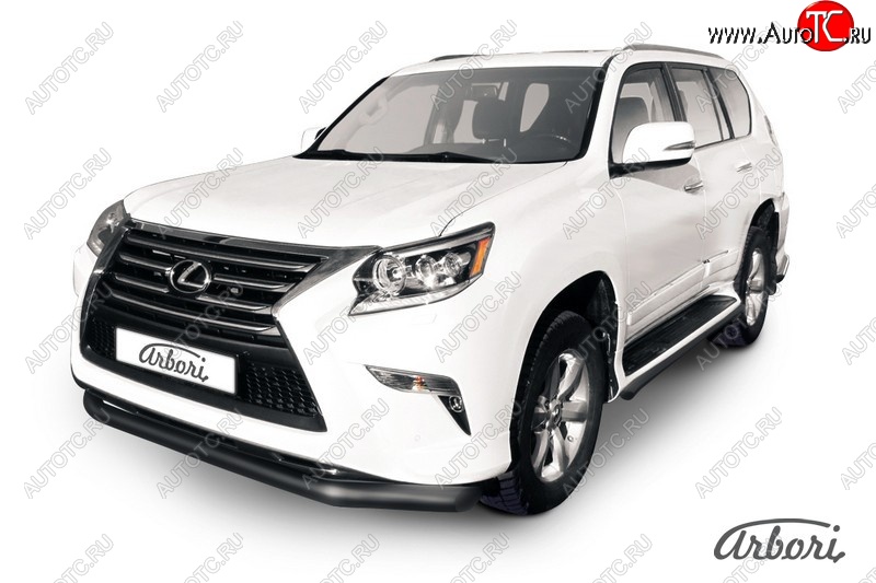 11 339 р. Защита переднего бампера Arbori (черная, 1 труба d76 mm). Lexus GX460 J150 1-ый рестайлинг (2013-2019)  с доставкой в г. Москва