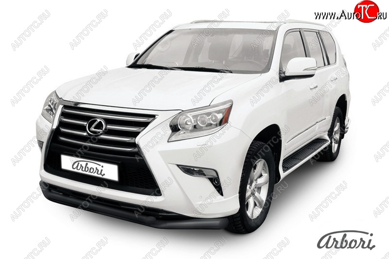 13 499 р. Защита переднего бампера Arbori (черная, 2 трубы d76 и 57 mm) Lexus GX460 J150 1-ый рестайлинг (2013-2019)  с доставкой в г. Москва