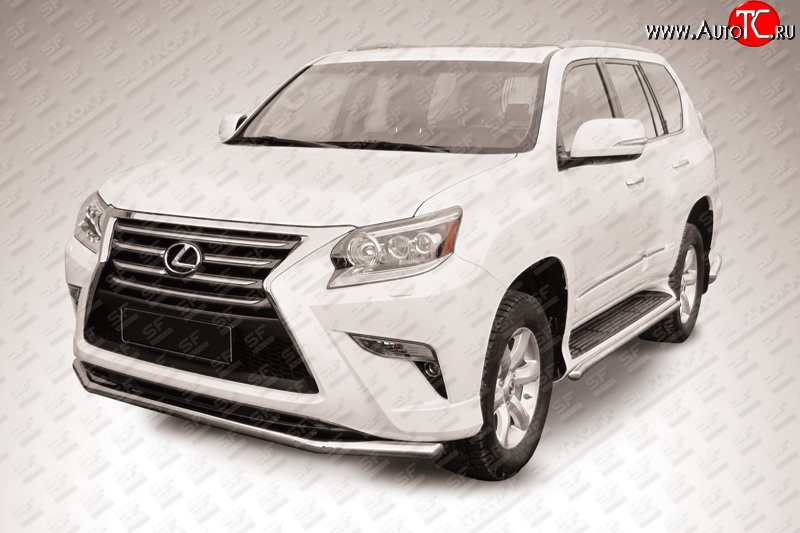 17 599 р. Одинарная защита переднего бампера из трубы диаметром 57 мм Slitkoff  Lexus GX460  J150 (2013-2022) 1-ый рестайлинг, 2-ой рестайлинг (Нержавейка, Полированная)  с доставкой в г. Москва