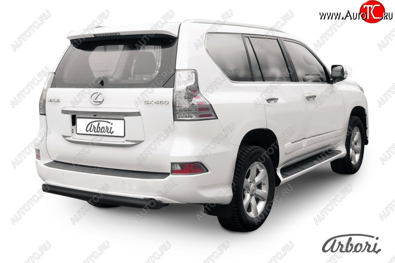 12 059 р. Защита заднего бампера Arbori (короткая, черная, 1 труба d76 mm). Lexus GX460 J150 1-ый рестайлинг (2013-2019)  с доставкой в г. Москва