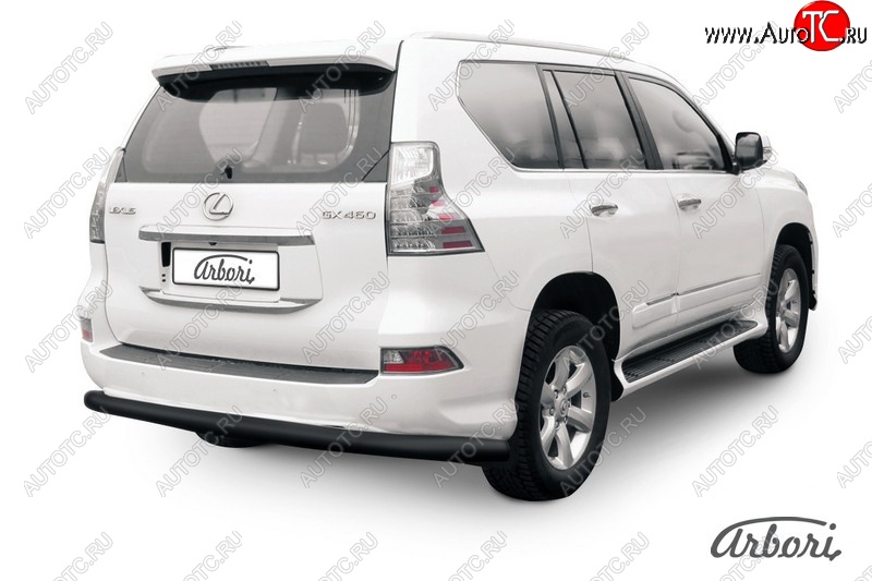 8 459 р. Защита заднего бампера Arbori (черная, 1 труба d76 mm). Lexus GX460 J150 1-ый рестайлинг (2013-2019)  с доставкой в г. Москва