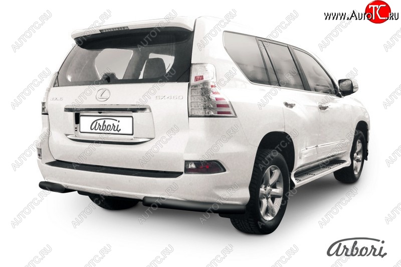 9 449 р. Защита заднего бампера Arbori (черная, 1 труба d76 mm). Lexus GX460 J150 1-ый рестайлинг (2013-2019)  с доставкой в г. Москва