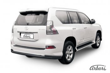 Защита заднего бампера Arbori (черная, 2 трубы d76 и 42 mm). Lexus GX460 J150 1-ый рестайлинг (2013-2019)