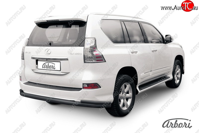 13 499 р. Защита заднего бампера Arbori (черная, 2 трубы d76 и 42 mm). Lexus GX460 J150 1-ый рестайлинг (2013-2019)  с доставкой в г. Москва