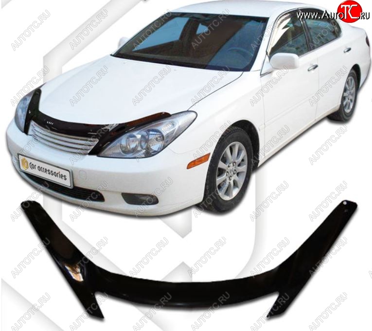 2 199 р. Дефлектор капота CA-Plastiс exclusive  Lexus ES300  XV30 (2001-2003) дорестайлинг (Classic черный, Без надписи)  с доставкой в г. Москва